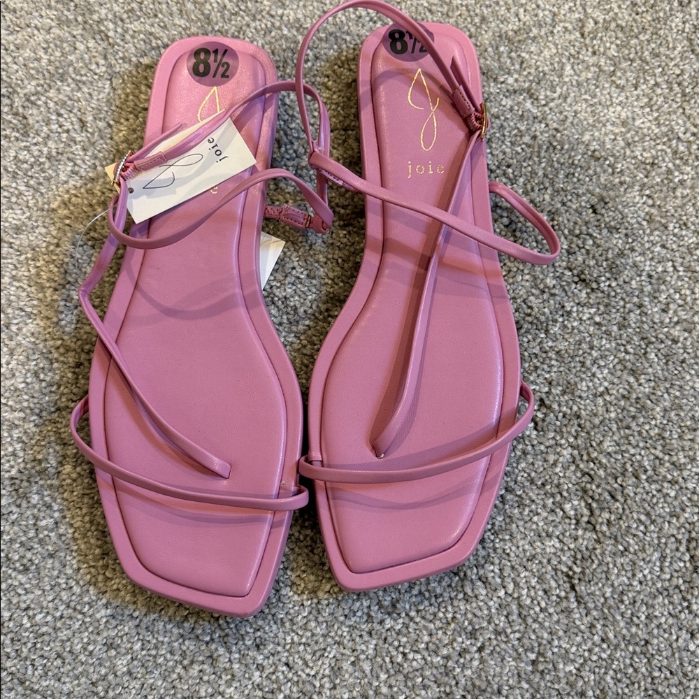 Joie glory Strappy Square-Toe Sandals bubblegum pink slides 8 & 8.5 t-strap